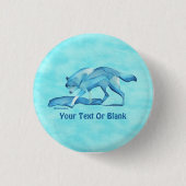 Blauwe wolf op sneeuw ronde button 3,2 cm (Voorkant)