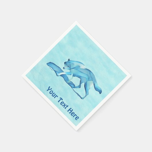 Blauwe wolf op sneeuw servet (Hoek)