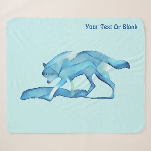Blauwe wolf op sneeuw sherpa deken (Voorkant (horizontaal))