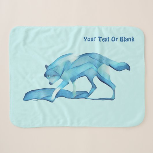 Blauwe wolf op sneeuw sherpa deken (Voorkant (horizontaal))