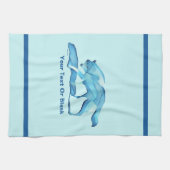 Blauwe wolf op sneeuw theedoek (Horizontaal)