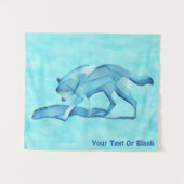 Blauwe wolf op sneeuw wandkleed (Voorkant (horizontaal))