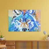 Blauwe Wolf Portret Abstract Canvas Afdruk (Insitu (Woonkamer))