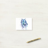 Blauwe wolf post-it® notes (Op bureau)