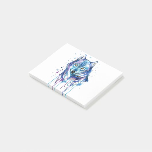 Blauwe wolf post-it® notes (Schuin)