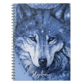 Blauwe Wolf Sterren Hemel Kosmisch Hemel Gepersona Notitieboek (Voorkant)