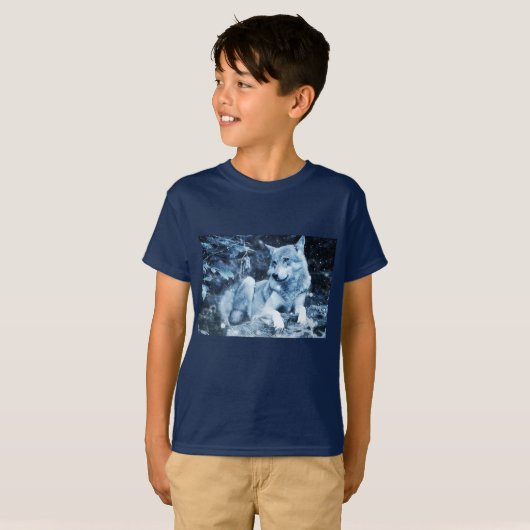 Blauwe wolf T-shirt (Voorkant volledig)