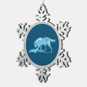 Blauwe Wolf Tin Sneeuwvlok Ornament (Rechts)