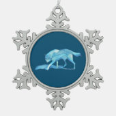 Blauwe Wolf Tin Sneeuwvlok Ornament (Voorkant)