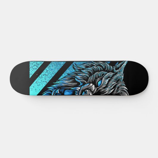 Blauwe wolfskateboard persoonlijk skateboard (Horizontaal)