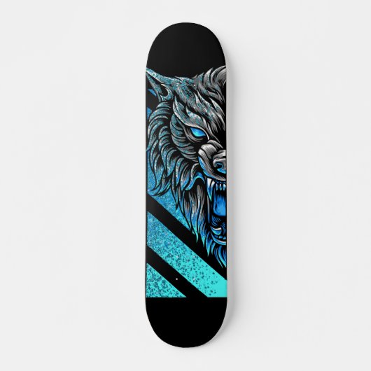 Blauwe wolfskateboard persoonlijk skateboard (Voorkant)