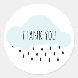 Blauwe wolk. Baby shower dank u. Baby jongen Ronde Sticker