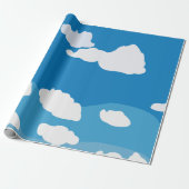 blauwe wolk cadeaupapier (Uitgerold)