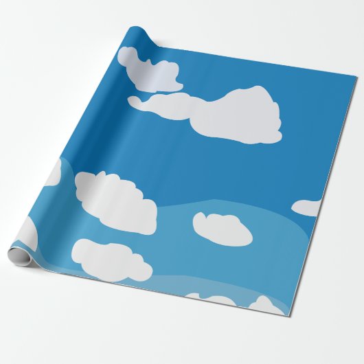 blauwe wolk cadeaupapier (Uitgerold)