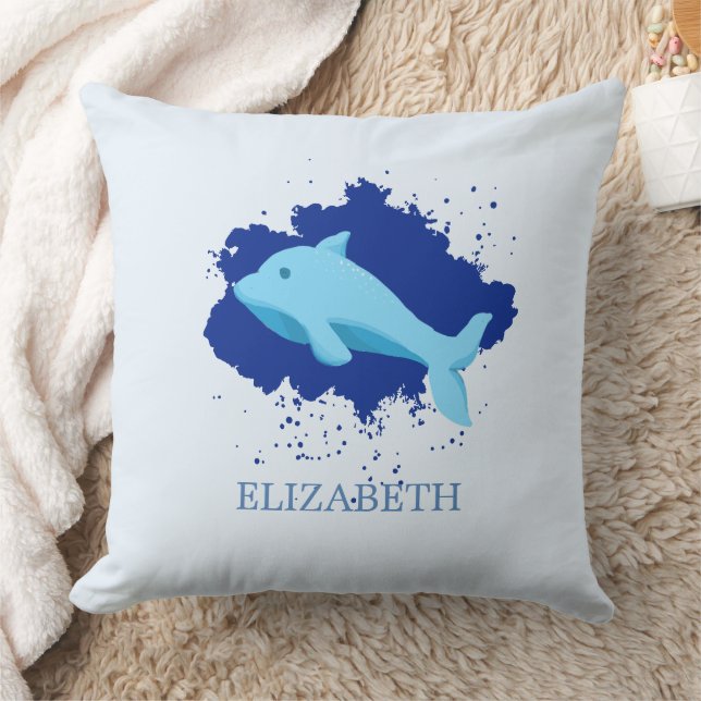 Blauwe wolk met walvisnaam aangepast kussen (Deken)
