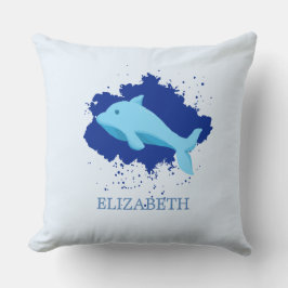 Blauwe wolk met walvisnaam aangepast kussen