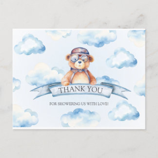 Blauwe wolk vintage jongensbeer babyshower briefkaart