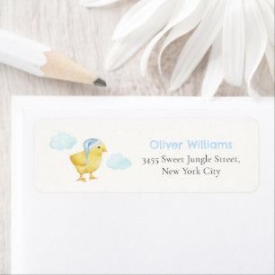 Blauwe Wolken Kip Baby Shower Retouradres Etiket