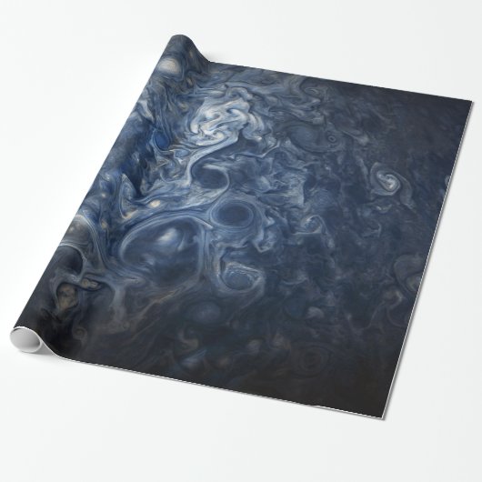 Blauwe wolken rondzwemmen van Planet Jupiter Juno Cadeaupapier (Uitgerold)