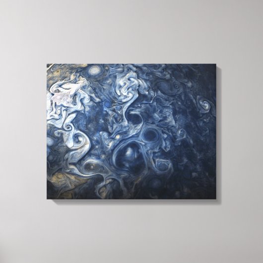 Blauwe wolken rondzwemmen van Planet Jupiter Juno Canvas Afdruk (Voorkant)