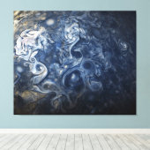 Blauwe wolken rondzwemmen van Planet Jupiter Juno Canvas Afdruk (Insitu (Houten vloer))