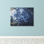 Blauwe wolken rondzwemmen van Planet Jupiter Juno Canvas Afdruk (Insitu (Houten vloer))