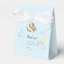 Blauwe wolken sterren en regenboog slaperige teddy bedankdoosjes