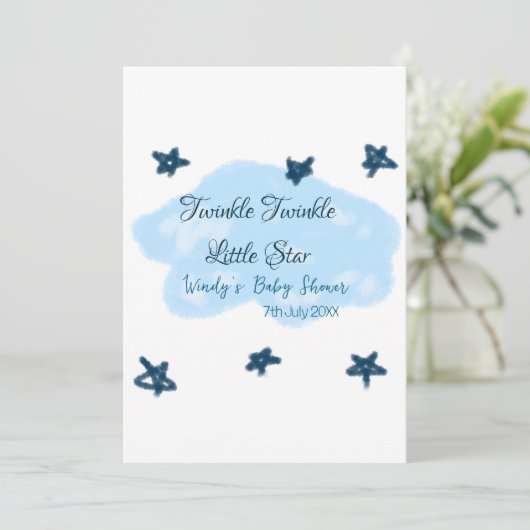 Blauwe wolken twinkelen Twinkle Little Star baby s Kaart (Staand voorkant)