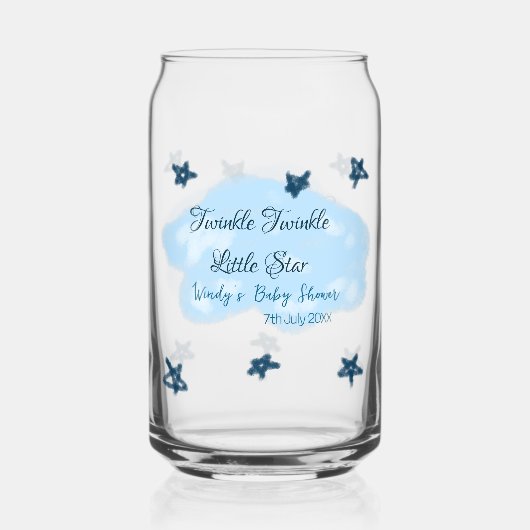 Blauwe wolken twinkeling Twinkle Little Star baby  Blikvorm Glas (Voorkant)