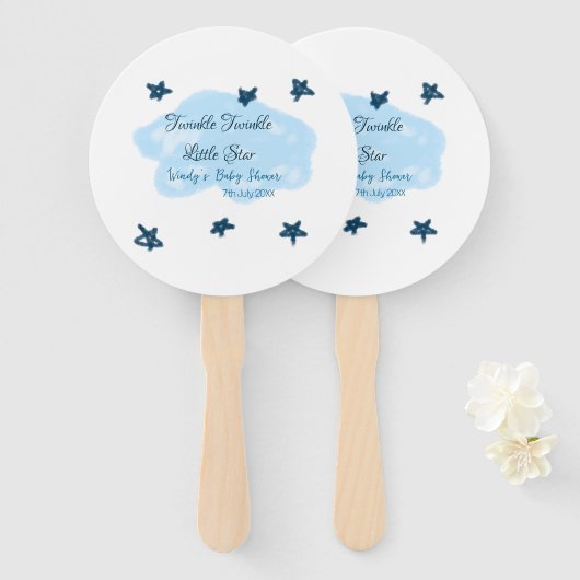Blauwe wolken twinkeling Twinkle Little Star baby  Handwaaier (Voorkant en achterkant)