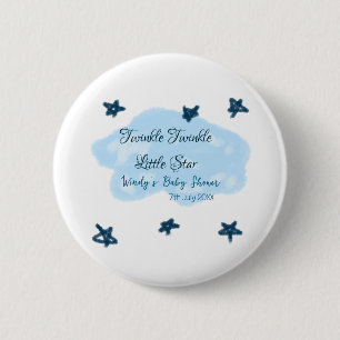 Blauwe wolken twinkeling Twinkle Little Star baby  Ronde Button 5,7 Cm