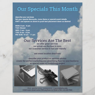 Blauwe wolken voegen 2 foto's toe die zakelijk zij flyer