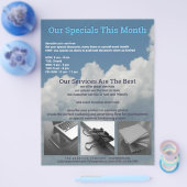 Blauwe wolken voegen 2 foto's toe die zakelijk zij flyer (Enkel)