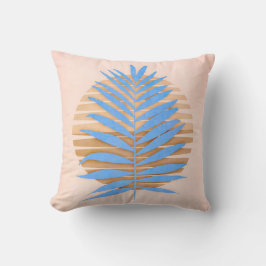 Blauwe Worpkussen met Palmblad Motief Kussen