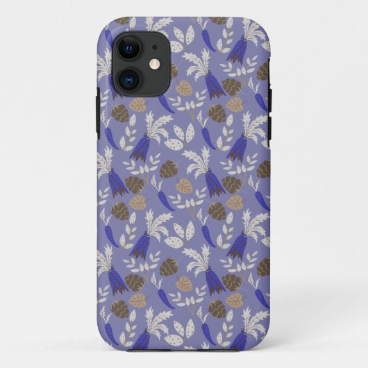 Blauwe wortelen en notenpatronen Case-Mate iPhone case (Achterkant)