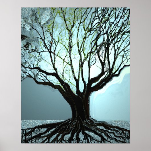 Blauwe Wortels Lichten Poster (Voorkant)