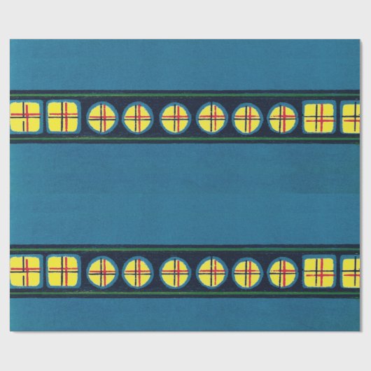 BLAUWE WRAPPINGSPAPIER JAPANESE WOODBLOCK PATTERN CADEAUPAPIER (Vlak)