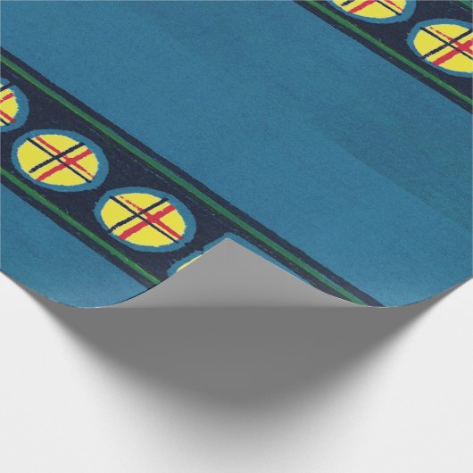 BLAUWE WRAPPINGSPAPIER JAPANESE WOODBLOCK PATTERN CADEAUPAPIER (Hoek)