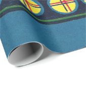 BLAUWE WRAPPINGSPAPIER JAPANESE WOODBLOCK PATTERN CADEAUPAPIER (Rol Hoek)