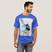 Blauwe Wren Aquarel Schilderij Australische Vogels T-shirt (Voorkant volledig)