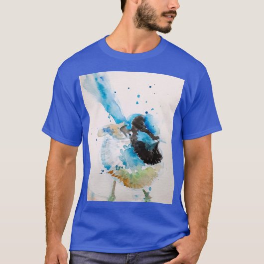 Blauwe Wren Aquarel Schilderij Australische Vogels T-shirt (Voorkant)