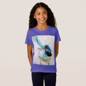 Blauwe Wren Aquarel Schilderij Australische Vogels T-shirt (Voorkant volledig)