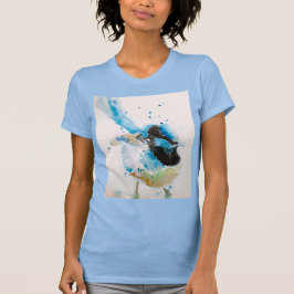 Blauwe Wren Aquarel Schilderij Australische Vogels T-shirt