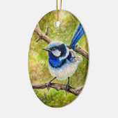 Blauwe Wren - Keramisch Ornament (Links)