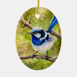 Blauwe Wren - Keramisch Ornament
