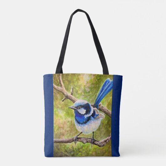 Blauwe Wren - Tote Bag (Achterkant)