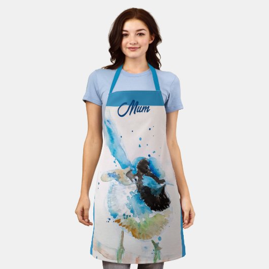 Blauwe Wren Wrens Watercolour Baby Blauwe Australi Schort (Gedragen)