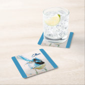 Blauwe Wren Wrens Watercolour Baby Blue Australisc Kartonnen Onderzetters (Insitu)