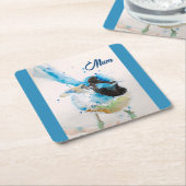 Blauwe Wren Wrens Watercolour Baby Blue Australisc Kartonnen Onderzetters (Schuin)