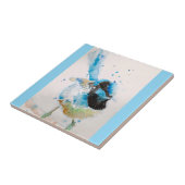 Blauwe Wren Wrens Watercolour Baby Blue Australisc Tegeltje (Zijkant)
